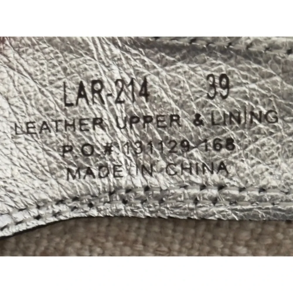 Alegria Lara Grey Metallic Leather Wedge‎ Sandals Buckle Slide LAR-214 Womens 39